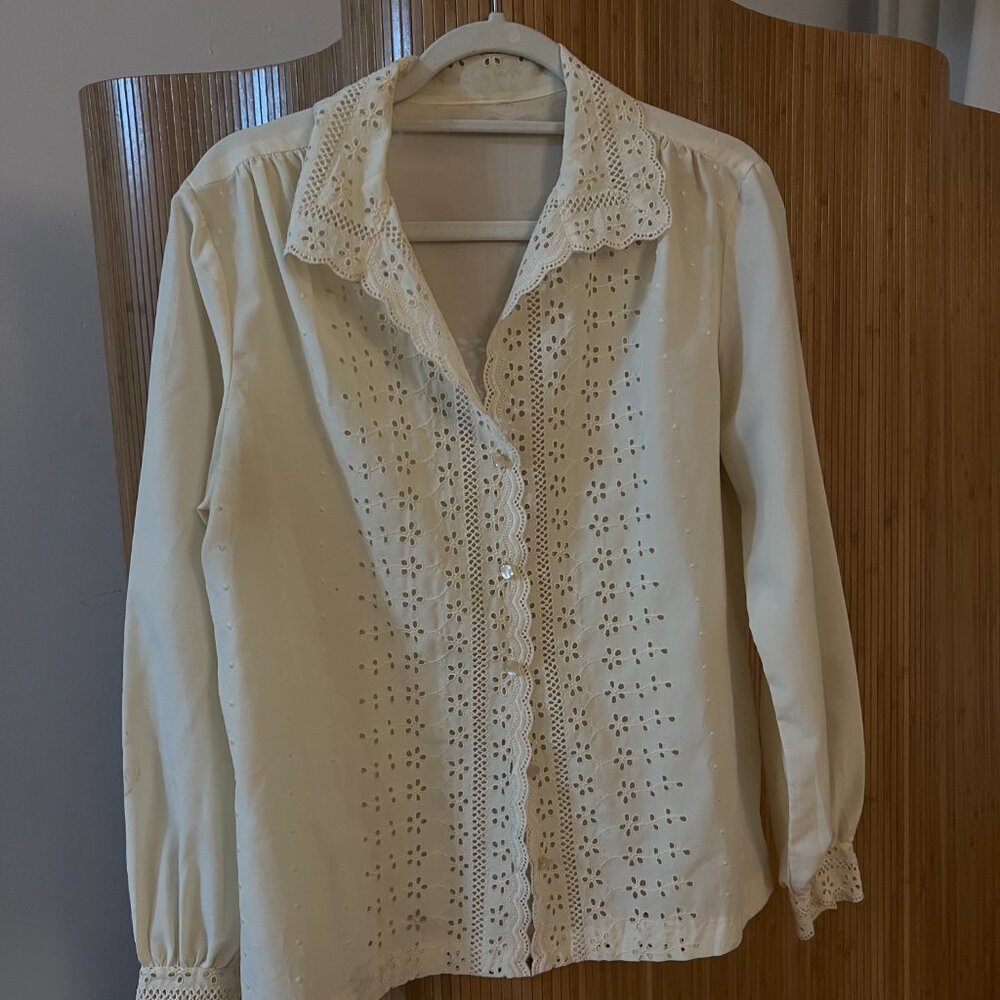 Vintage cream blouse with details on the front